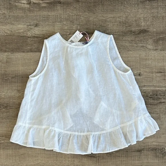 NWT Vineyard Vines Linen Ruffle Tank Blouse S - Picture 5 of 13